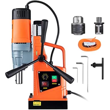 VEVOR Perceuse Magnétique Diamètre 50 mm Profondeur 50 mm Carotteuse à Diamant 1550 W 13000 N 500 tr/min Perceuse à Colonne Trou Net pour Rénovation Maison Construction de Navire Chemin de Fer Pont