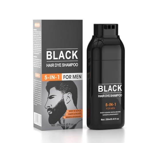Shampooing 5-en-1 pour hommes barbe coloration des cheveux noir naturel, barbe teinture noir, couvre-cheveux shampooing revitalisant, couvre-barbe blanche, contenu Net: 250ml