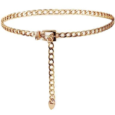 TIESOME Ceinture Chaîne en Métal Réglable pour Femme, Ceinture Maigre pour Jupe (L：130cm)