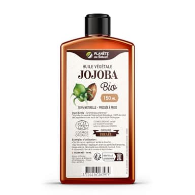 Huile de JOJOBA Bio 150 ml - Cosmos Organic - Planète au Naturel - Pure, Naturelle et Pressée à froid - Cheveux, Corps, Peau