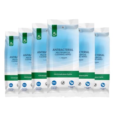 by Amazon Lingettes Nettoyantes Multi-usages Antibactériennes, frais Parfum, 252 pièces, 6 lot de 42 lingettes