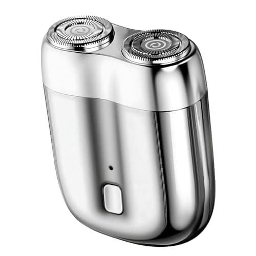 LOPHE Mini Rasoir Électrique pour Hommes IPX7 Étanche – Rasoir de Magnétique Voyage Rechargeable USB, Lames Haute Vitesse 7000 tr/min, Usage Sec/Humide,Portable Shave pour maison, voyages,Argenté