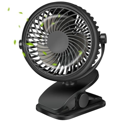 GMGXX Ventilateur USB portable 4800 mAh - Mini ventilateur avec clip et 3 vitesses - Ventilateur rotatif à 720° - Silencieux - Pour chambre à coucher, bureau, voiture, camping, poussette