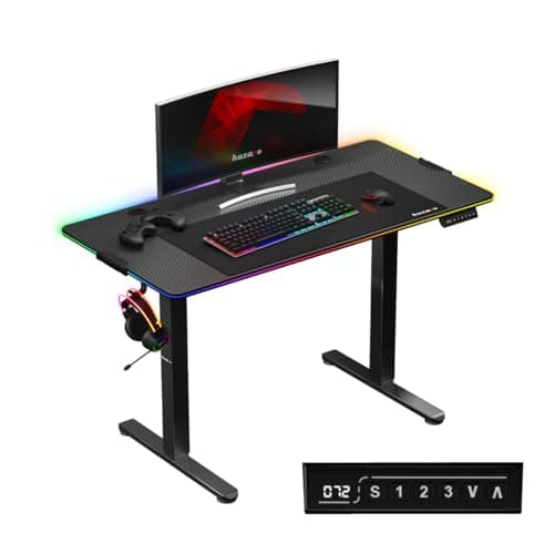 huzaro Hero 8.2 RVB LED | Bureau Assis-Debout | Electrique | 120x60cm | Réglable en Hauteur | Construction en métal | Bureau Gaming | PC Gamer | Noir