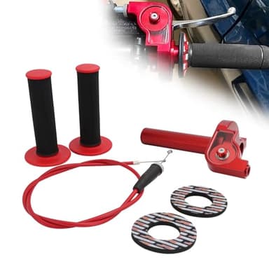 BIUGERCN Tirage Rapide Ensemble d'accélérateur pour moto - Poignées de 22 mm Câble d'accélérateur à tirage rapide 50cc 110 125 150 200 250 cc Rouge