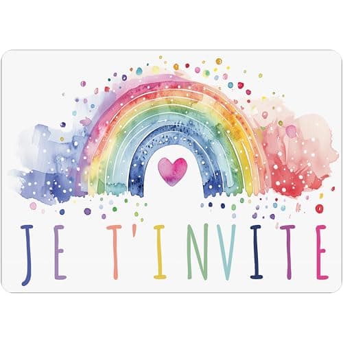 PACKLIST® Cartes d'Invitation pour Anniversaire – 12x Cartes d'Invitation Motif Arc-en-Ciel pour Votre Fête – La Carte d'Invitation Idéale pour une Fête d'Anniversaire Enchantée et Joyeuse !