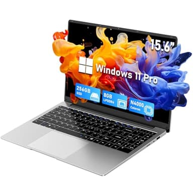 FUNYET Ordinateur Portable, 15,6 Pouces Laptop, 8GB RAM 256GB SSD, Processeur N4000 Notebook, IPS FHD 1920 x 1080 Computer, 180° Open Close, 5000mAh, WiFi, TF Card Slot, Win11pro Ordinateur Portable