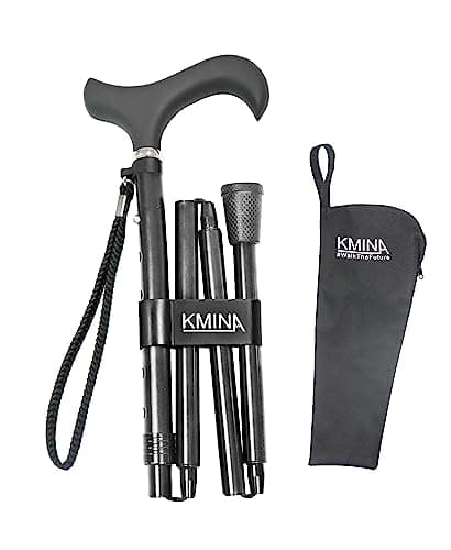KMINA - Canne de Marche Pliable Homme, Réglable, Luxe, Femme, Solide, Aluminium, Noir - KMINA Pro