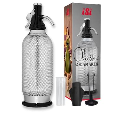 iSi 1060 Sodamaker Classic, 1.0 L, boisson gazeuse pour eau, machine à soda, accessoires de bar en look vintage 106001 Acier inoxydable