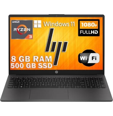 HP 255 G10 portable Ram 8 Go Ddr4, SSD Nvme 512 Go, écran Full HD 15,6", CPU Amd Ryzen 3 7320U, 4 Core 4,1 GHz, Wi-fi, 3 USB, Windows 11 pro, Libre office, prêt à l'emploi