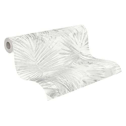 Papier Peint Jungle Hygge Papier peint intissé - 10,05m x 0,53m - Gris Beige Fabriqué en Allemagne par Livingwalls 363851 36385-1