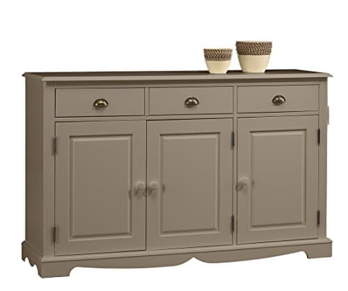 Beaux Meubles Pas Chers - Buffet Taupe 3 Portes 3 Tiroirs