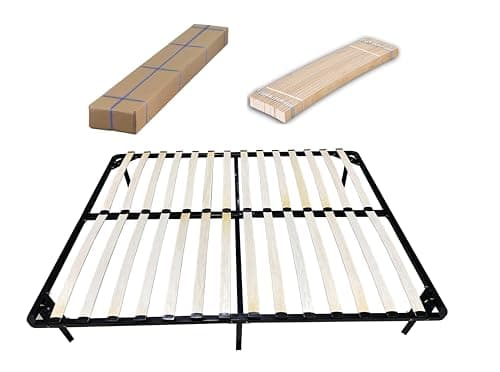 Buartttbear Sommier 140x190CM avec Pieds,Sommiers a Lattes pour Adulte avec Lattes en Bois et Structure en métal, Compatible avec Cadre de Lit (Sommier-140x190avecPieds)