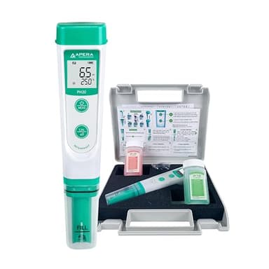 Apera Instruments PH20, Testeur de poche, étanche, précision ±0,1 pH, plage de pH 0-14, capteur de température ± 0,5 °C, kit complet