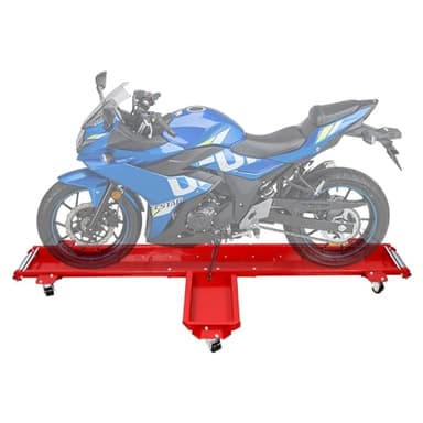 Rail De Rangement Moto Rack De Déplacement De Moto Chariot Moto Avec 5 Roues Capacité De Charge 567 Kg Chariot Roulant Pour Moto,Pour Motos Et Motocross, Garage,Rouge