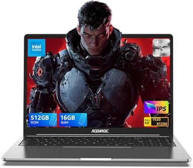 ACEMAGIC Ordinateur Portable 16 Pouces Pouces 16 Go DDR4 512 Go SSD PC Portable N95(jusqu'à 3,4 Ghz) Extension 2 to, 1920 x 1200,WiFi,boitier en métal