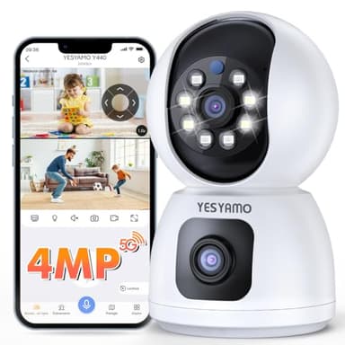 YESYAMO 2.5K 4MP Caméra Surveillance WiFi Intérieure 360°, Caméra Bébé/Animaux avec WiFi 2.4G/5G, Vision Nocturne Intelligente, Détection de Personne et Suivi Auto, Audio Bidirectionnel