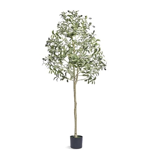 VEVOR Faux Arbre 155 cm Vert Plante Artificielle PE Haut Olivier avec Pot 150x125 mm Décoration de Style Fausse Plante pour Maison Bureau Hôtel Centres Commerciaux Intérieur Extérieur