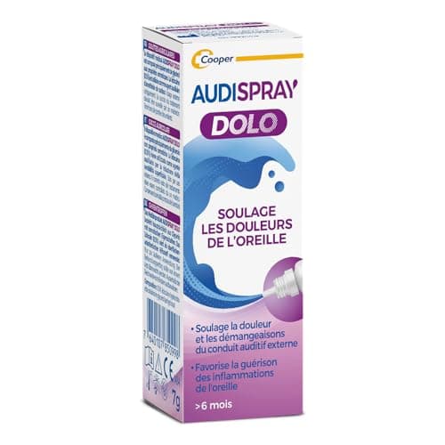 AUDISPRAY DOLO - Solution auriculaire - Traitement - Soulage les douleurs et les démangeaisons de l'oreille - Flacon- 7g - A partir de 6 mois