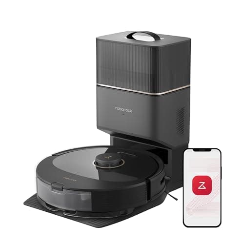 roborock Q8 Max+ Aspirateur Robot Laveur avec Station, Vidage Automatique, 5500Pa Aspiration, Brosse DuoRoller, Navigation LiDAR, Évitement d'obstacles, Cartographie Multi-Niveaux, Contrôle APP/Vocale