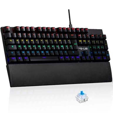 The G-Lab Keyz Carbon Ex - Clavier Mécanique Azerty Switch Bleu - Clavier Gaming Rétroéclairage LED RGB, Anti-ghosting Total, 12 Touches multimedias - PC/PS5/Xbox - New (Keyz Carbon Ex)