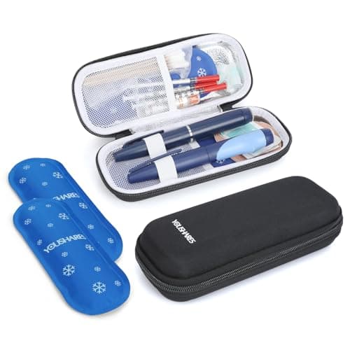 YOUSHARES Pochette Isotherme Insuline avec Poche Glacière à Insuline - Trousse Isotherme Insuline, Sac Isotherme Insuline Medicament Voyage, Pochette Stylo Insuline, Seringue, Approuvés par TSA, Noir