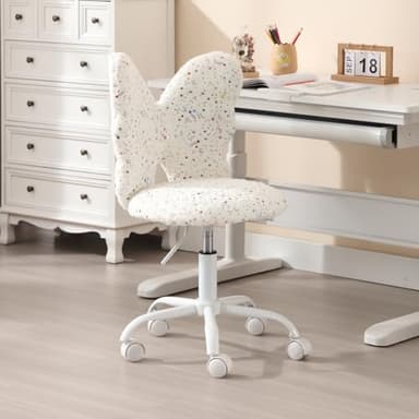 chairus Enfant Chaise de Bureau Pivotante en Fausse Fourrure Ergonomique Réglable en Hauteur Chaise de Chambre (Blanc)