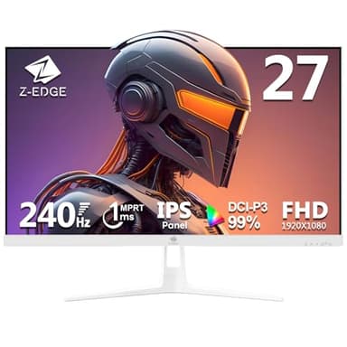 Z-Edge Ecran Pc Gamer Blanc 27'' 240 Hz, IPS, 1ms, FreeSync, FHD(1920x1080), Moniteur Gaming White 16:9, Inclinaison Réglable, 2× HDMI2.0 & 2× DP1.4, 400cd/m², VESA 100 * 100mm (HDMI Câble Inclus)