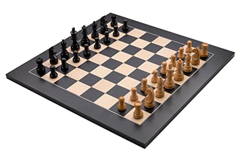 Engelhart - 170492 - Grand Jeu d'Échecs de Luxe en Bois d'Érable Marqueté avec Pièces Sculptées avec Coffret - Echiquier en Bois - 50 cm x 50 cm (Noir) - Jeux d'échecs