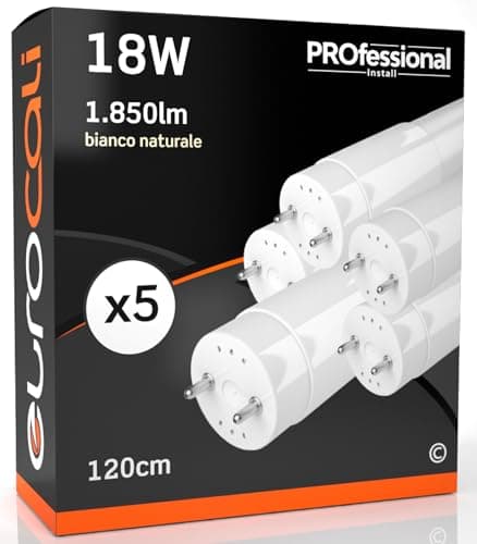 Tubes LED 120 cm G13 T8 12 18 W de standard à super efficacité - Forme : tube - Lumière blanc chaud naturel froid - Faisceau lumineux 160° - Remplacement néon Naturale 4000k - Pacco Da 5
