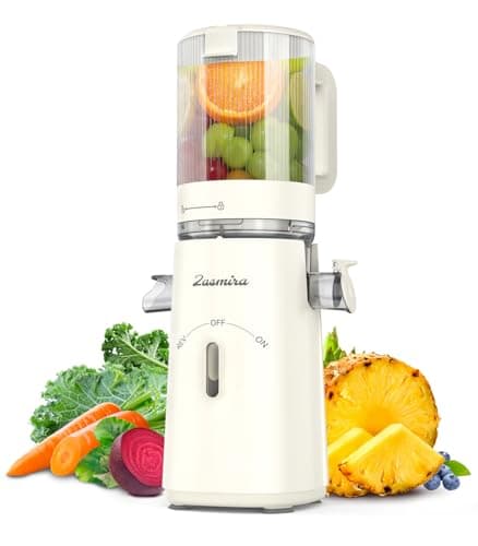 Extracteur de Jus, Zasmira Extracteur de Jus de Fruits et Légumes avec Goulotte d'Alimentation de 120mm, Extracteur de Jus à Couple Élevé avec Mode REV, Pureté du Jus Élevée, Facile à Nettoyer