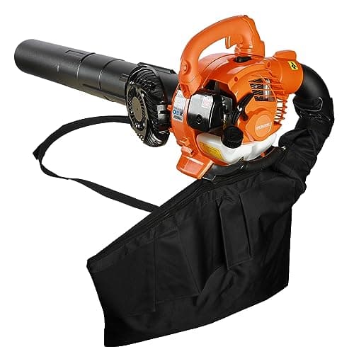 Souffleur Feuille à Main 2 Temps, souffleur Thermique à Essence à Double Usage (soufflage et Aspiration) avec Tuyau de soufflage Droit et courbé, Orange (Orange)
