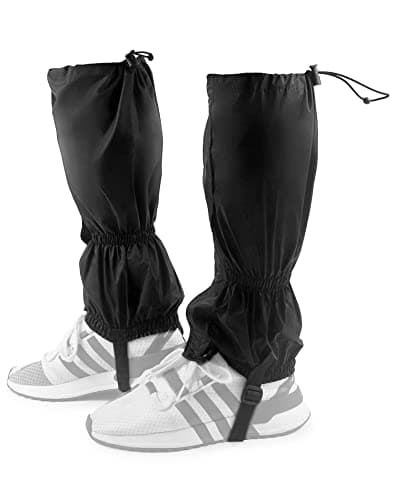 QWORK® Guêtres de randonnée, guêtres d'extérieur réglables imperméables et Respirantes pour randonnée en Plein air Ski Escalade (Noir)
