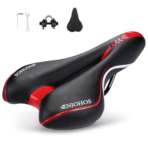 ENJOHOS Selle de Vélo VTT, Selle Velo Confortable (Rouge)
