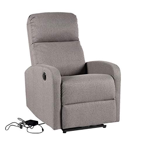 Happy Garden Fauteuil électrique inclinable Relax Gris. Fauteuil de Salon Relax en Tissu Gris avec Inclinaison électrique et Repose-Pieds.
