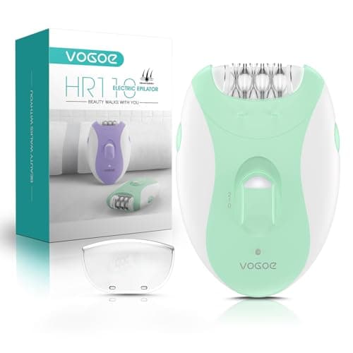 VOGOE Epilateur Electrique Femme avec 21 Pinces et Lumière LED, 2 Vitesses Épilateur Sans Fil, Epilateur Electrique Rechargeable pour Bras et Jambes HR110 (Vert clair)