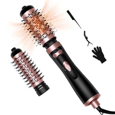 Brosse Soufflante Rotative OKWRAP Seche Cheveux Brosse Rotative 3 en 1 Brosse Rotative 3 Températures, Brosse Chauffante Rotative de 1000 Watts et 2 Embouts Pour Sécher, Lisser, Modeler du Volume
