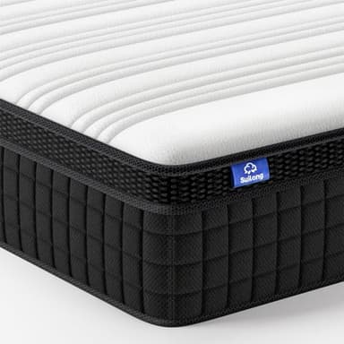SuiLong Matelas Hybrid 140x190,25cm Epaisseur,Matelas Ressorts Ensachés Mousse à Mémoire de Forme, Matela Confort Ergonomique Orthopédique,Confort Mi-Ferme,Multicouches Extra Confort 7 Zones,Oeko-tex