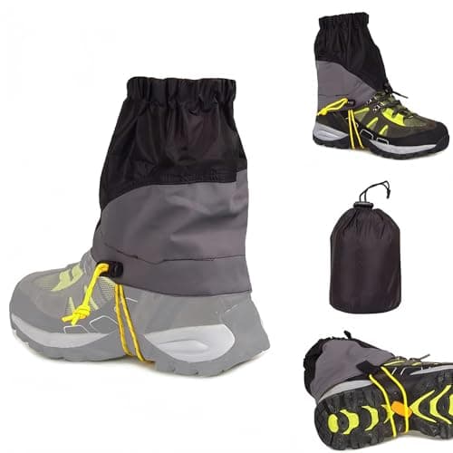 CHEVVY Paire de Guêtres Trail Gaiters Unisex 20CM Randonnée Escalade Bottes de Neige Guêtres Imperméables Guêtres Cheville Extérieur Neige Randonnée Escalade - Noir