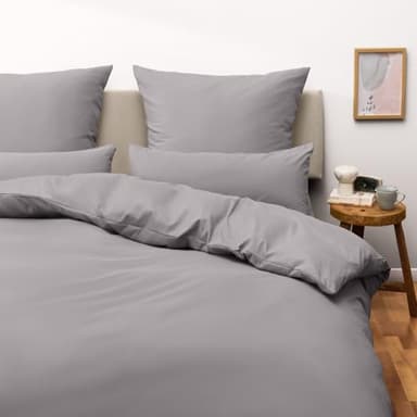 Blumtal Housse de Couette 220x240 cm + 2X taie d'oreiller 65x65 cm - Parure de lit 220x240 certifié Oeko-TEX - Parure de lit 220x240 Adulte - Housse de lit 220x240 + 2X taie d'oreiller 65x65 - Gris