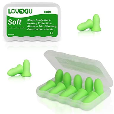Boule Quies 5 paires, Boule Quies Sommeil,Éponge Bouchon Doreille Anti bruit 32DB Pour protection de l’ouïe, sommeil, travail, traction