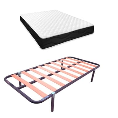 amuéblate online Lit Complet avec Matelas Venus réversible + sommier à Lattes Basic avec 4 Pieds Pince, 90 x 190 cm
