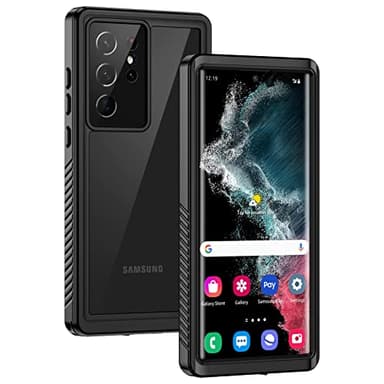 Lanhiem Coque pour Samsung S22 Ultra, IP68 Étanche & Antichoc 360 Protection Integrale Double Renforcé Waterproof Etui Antipoussière Incassable Housse Compatible avec Samsung Galaxy S22 Ultra, Noir