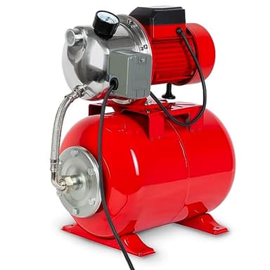 EBERTH Circuit d'eau Domestique débit 3600 L/h, 5 bar, 750W, Pompe avec Pressostat pour Automatisation, Hauteur d'Aspiration 9 m, Hauteur de Refoulement 40 m, Réservoir de Pression 24 L, Acier peint