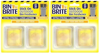 Bin Brite Lot de 4 désodorisants pour poubelle d'extérieur (2 x 2 paquets) | Désodorisant adhésif à la citronnelle | Éliminateur d'odeurs et répulsif anti-insectes pour poubelles d'extérieur Buyers