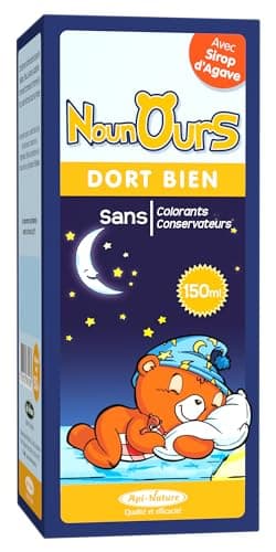 Sirop Endormissement Enfant | NOUNOURS DORT BIEN 150 ml | | Plantes Relaxantes et Calmantes | Mélisse, tilleul, et Vitamine B6 | Sans Gluten, Sans Édulcorants | Api-Nature