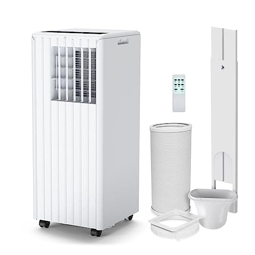 Climatiseurs Mobile 9000BTU 3 en 1 Climatiseur Silencieux, Déshumidificateur 42L/Jour, Rafraichisseur d'air, Ventilateur 2 Vitesses, Télécommande, Minuterie 24 H pour Chambres et Maisons