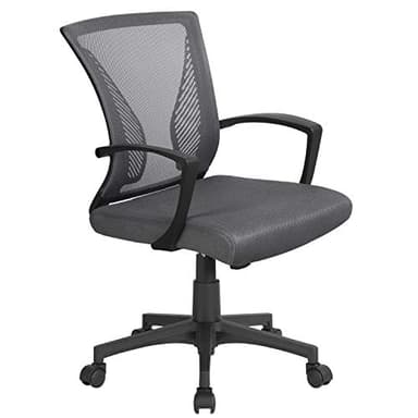 Yaheetech Chaise de Bureau avec Siège Dossier en Maille Respirante Hauteur Réglable Fauteuil d'Ordinateur Inclinable à roulettes Pivotantes Charge 125kg Gris foncé
