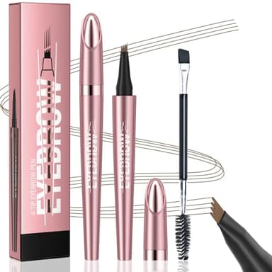 Crayon à Sourcil Magique 3D imperméable, Crayon Sourcil Microblading avec 4 Pointes Fourchues, Stylo à Sourcils Waterproof Crée des Sourcils d'apparence Naturelle Sans Effort (Marron Clair)