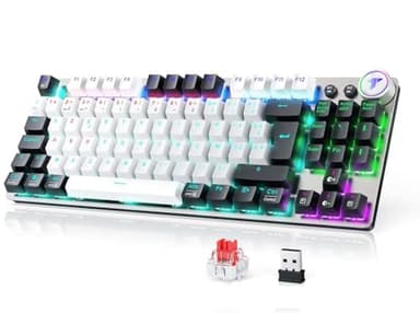 TECURS Gaming Clavier Mécanique Gamer Keyboard sans Fil (2.4G Filaire) Rétroéclairé, 80% TKL Clavier AZERTY, Axe Linéaire, Anti-Ghosting, pour Ordinateur/PC/Windows/Xbox